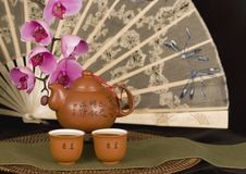 Chinese Teapot And Antique Fan Horizontal Stock Photo Chinese Teapot And Antique Fan Horizontal Stock Photo