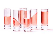 Thin Glasses With Pink Liquid Stock Photography Thin Glasses With Pink Liquid Stock Photography