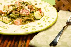 Spinach Fettucini With Chicken Royalty Free Stock Photo