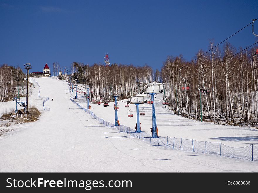 Ski resort in a sunny day