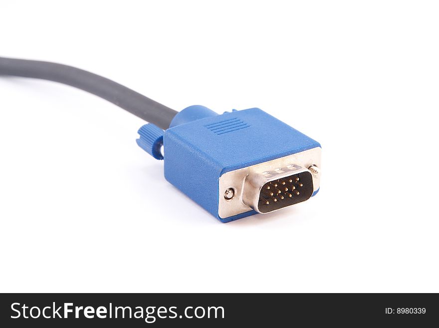 Blue plug over white background