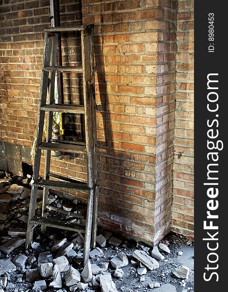 Wooden Ladder in an Abandoned Building