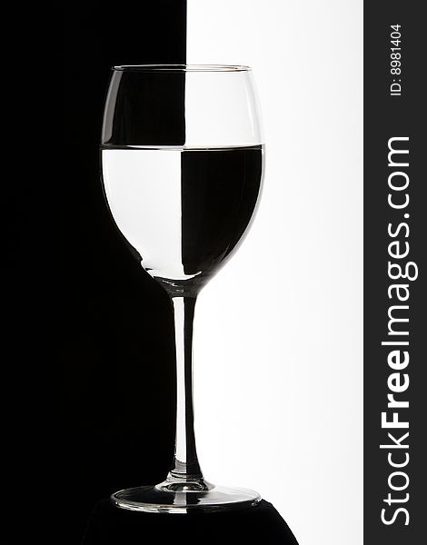 Wine Glass On Black And White