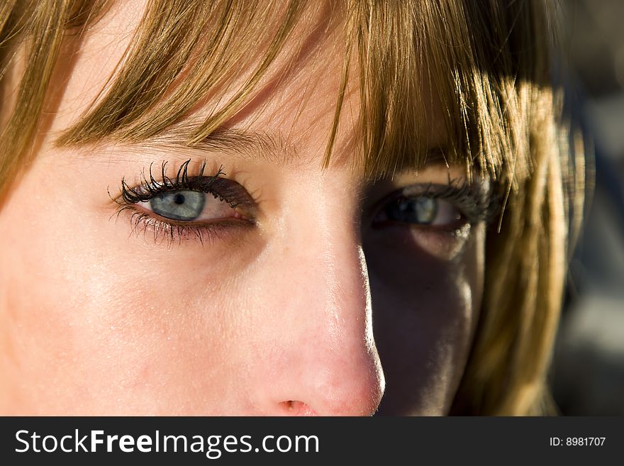 Young Attractive Blonde Female Face Closeup