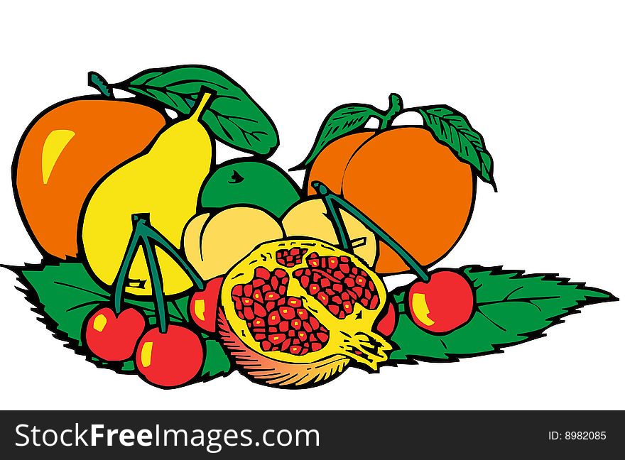 Still Life  composition of fruit on a white background