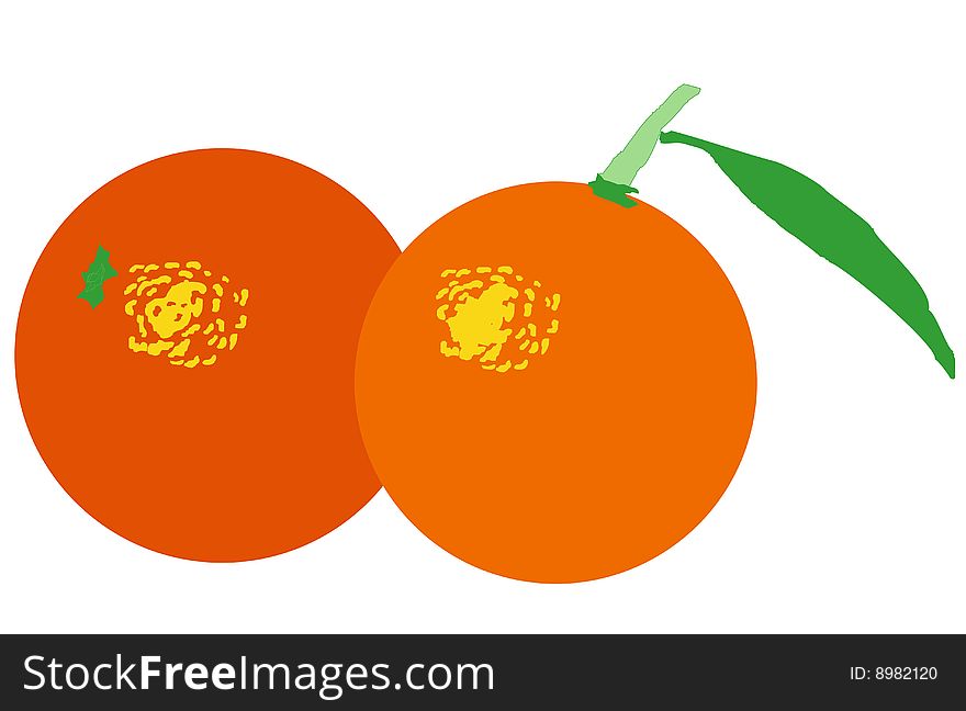 Composition of oranges on a white background