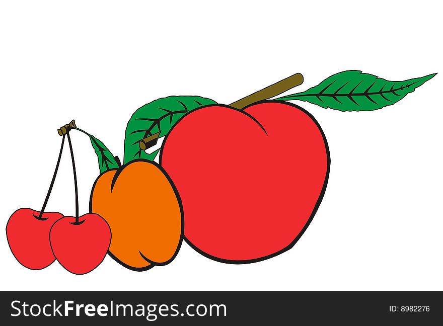 Still Life on a composition of fruit on a white background