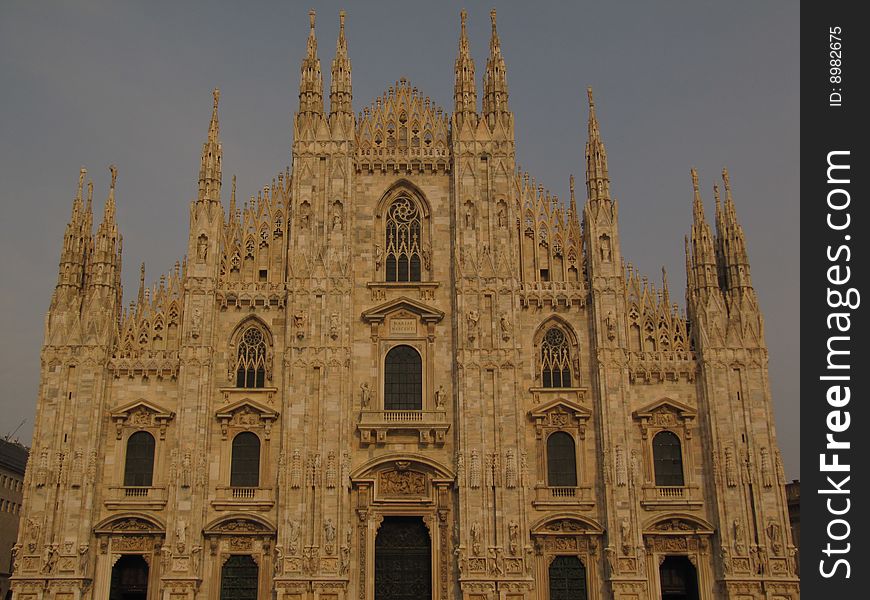 Milan cathedral at sunset