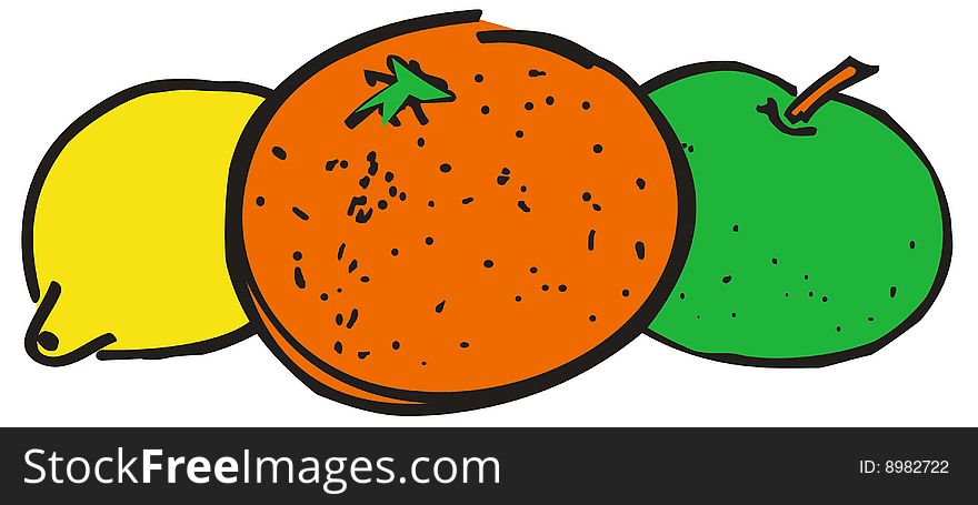 Still Life on a composition of fruit on a white background