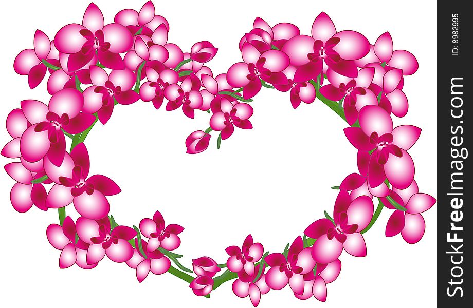 Beautiful floral heart made with orchids