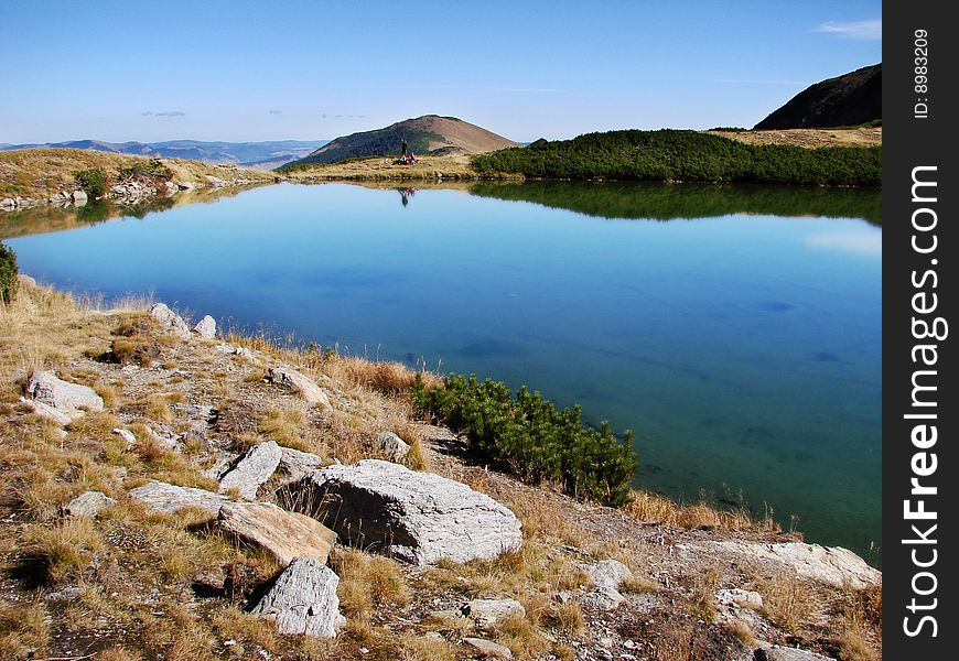 Lake on the top of the mountain in national park romania. Lake on the top of the mountain in national park romania