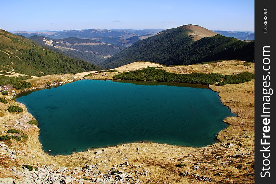 Lake on the top of the mountain in national park romania. Lake on the top of the mountain in national park romania