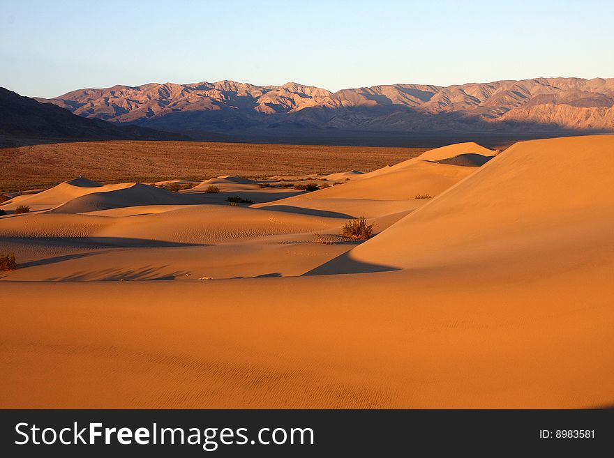 Sunrise in death valley desert