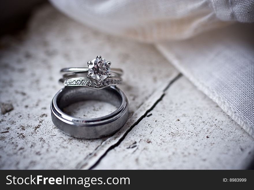 Bride and grooms wedding rings