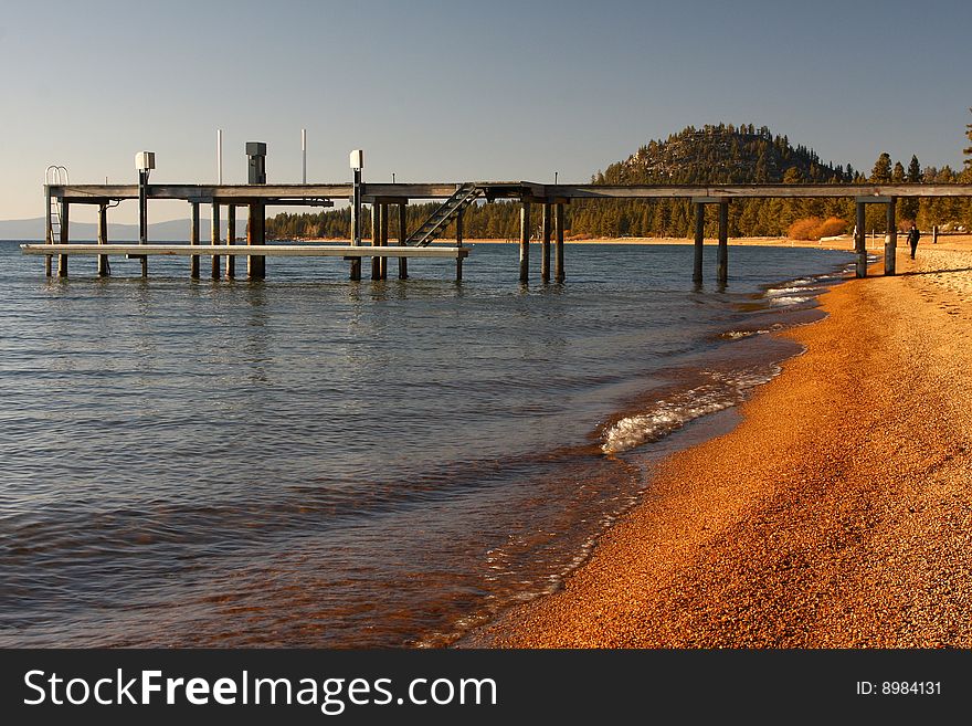 Lake tahoe in spring during sunset. Lake tahoe in spring during sunset