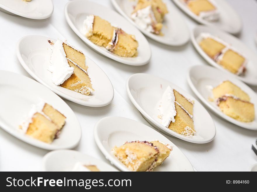 White cake displayed on plates