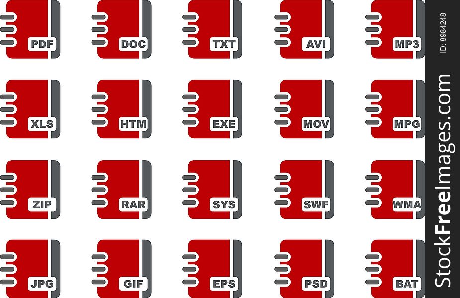 Vector icons pack - Red Series, document collection. Vector icons pack - Red Series, document collection