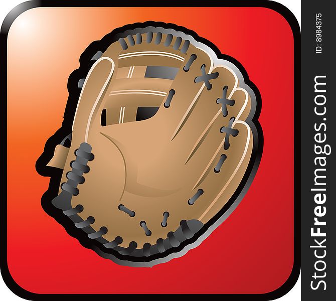 Baseball Glove Web Red Icon
