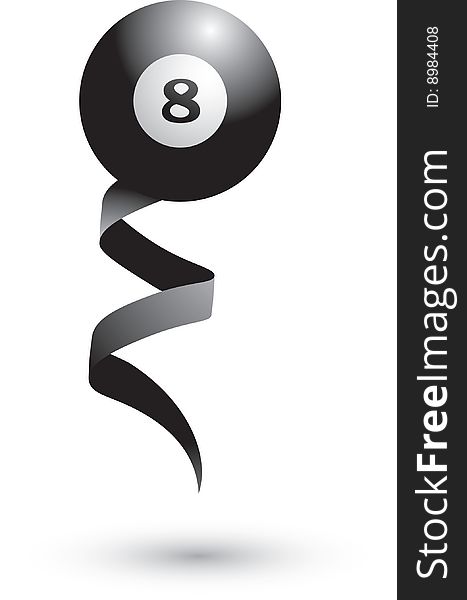 Eight billiard ball on a black ribbon. Eight billiard ball on a black ribbon