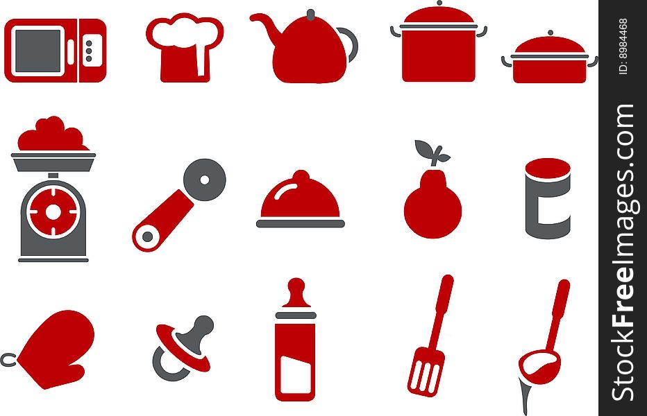 Vector icons pack - Red Series, food collection. Vector icons pack - Red Series, food collection