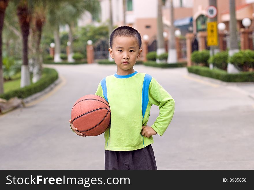 A child with a basketball