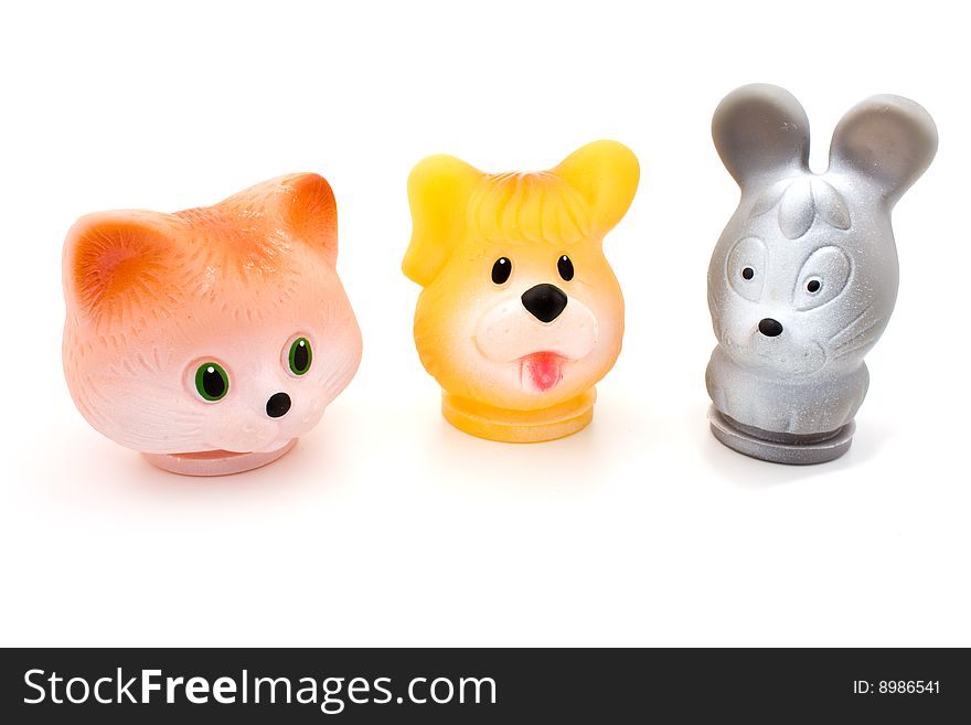 Heads of toys which put on on a finger