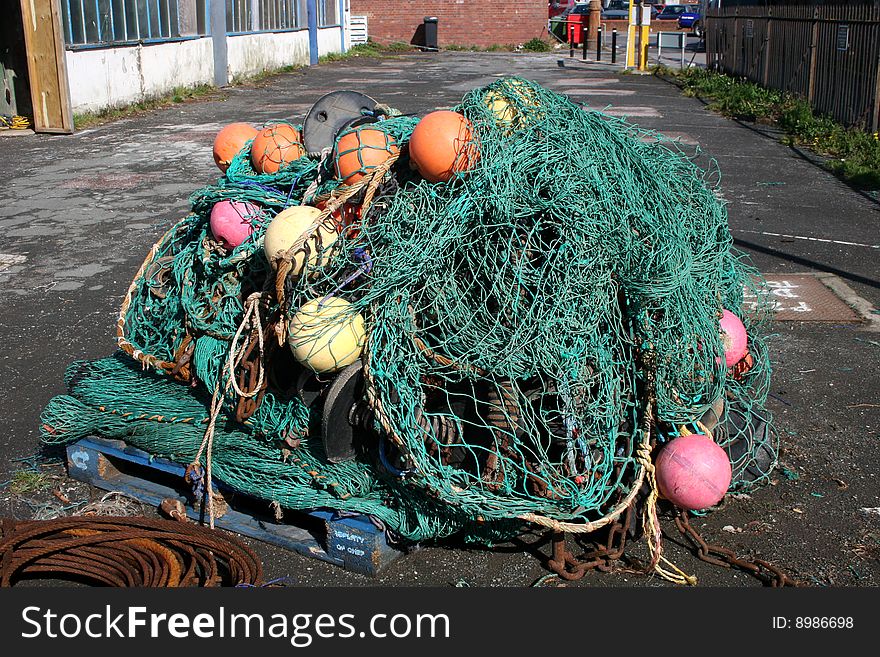 Fishing nets on quay side