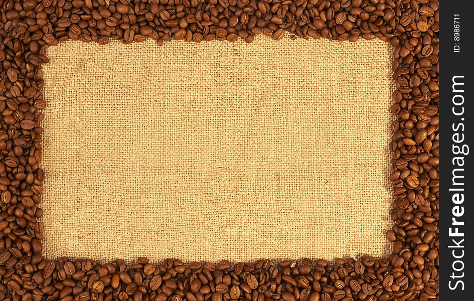 Background of the coffee beans and sacking