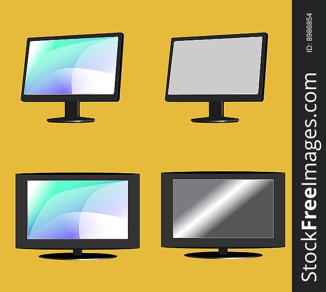 LCD TV and monitor set vector