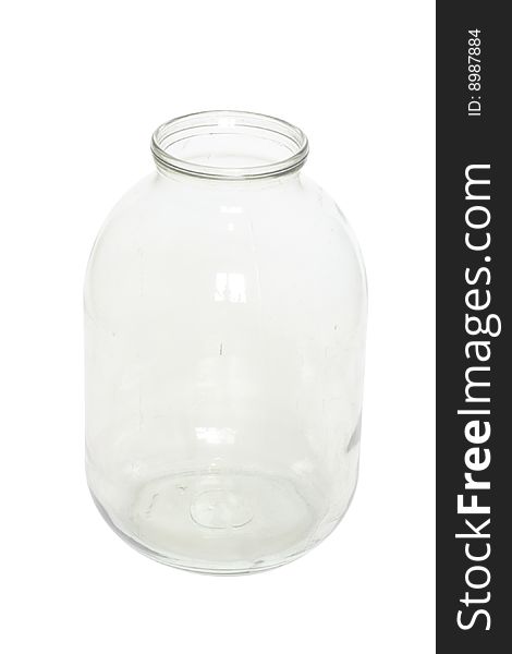 Glass jar under the white background