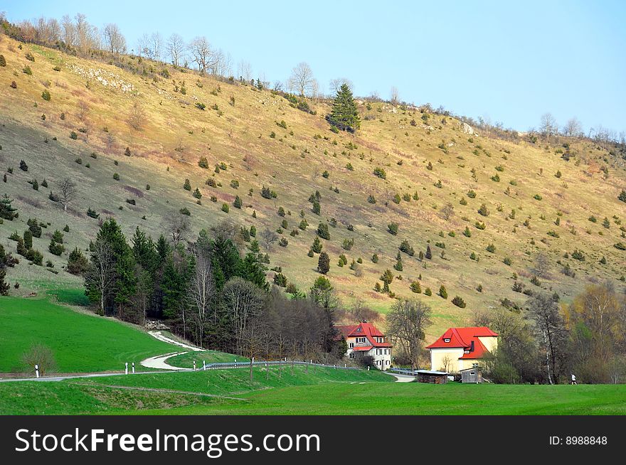 Views of the Lauter Valley, Swabian Alb, Baden-Wuerttemberg, Germany. Views of the Lauter Valley, Swabian Alb, Baden-Wuerttemberg, Germany