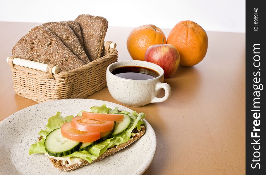 Sandwich with tomato and salad close up. Sandwich with tomato and salad close up