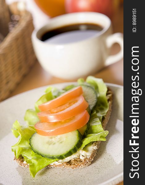 Sandwich with tomato and salad close up. Sandwich with tomato and salad close up