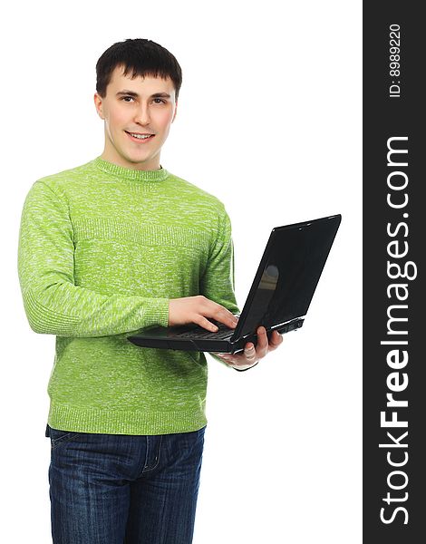 Handsome young man with a laptop. Handsome young man with a laptop.