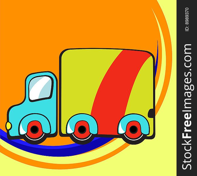 Vector illustration of Transport Cartoon. Little funky truck