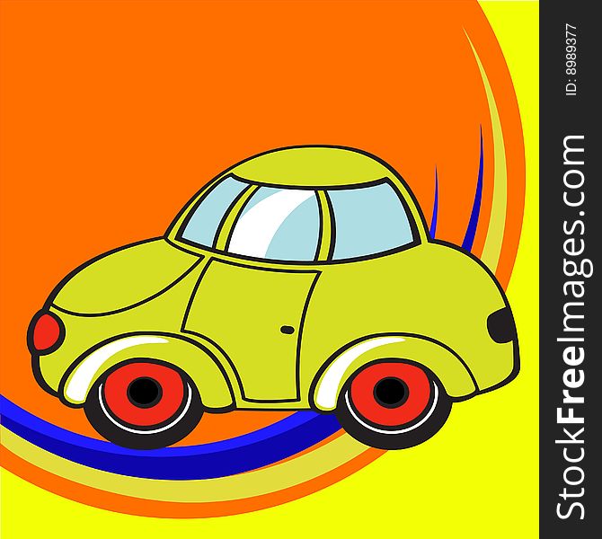 Vector illustration of Transport Cartoon. Little funky car.