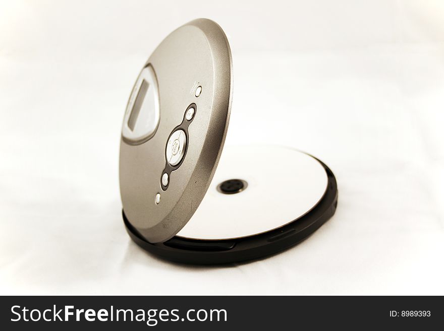 Cd player, walkman, with white background