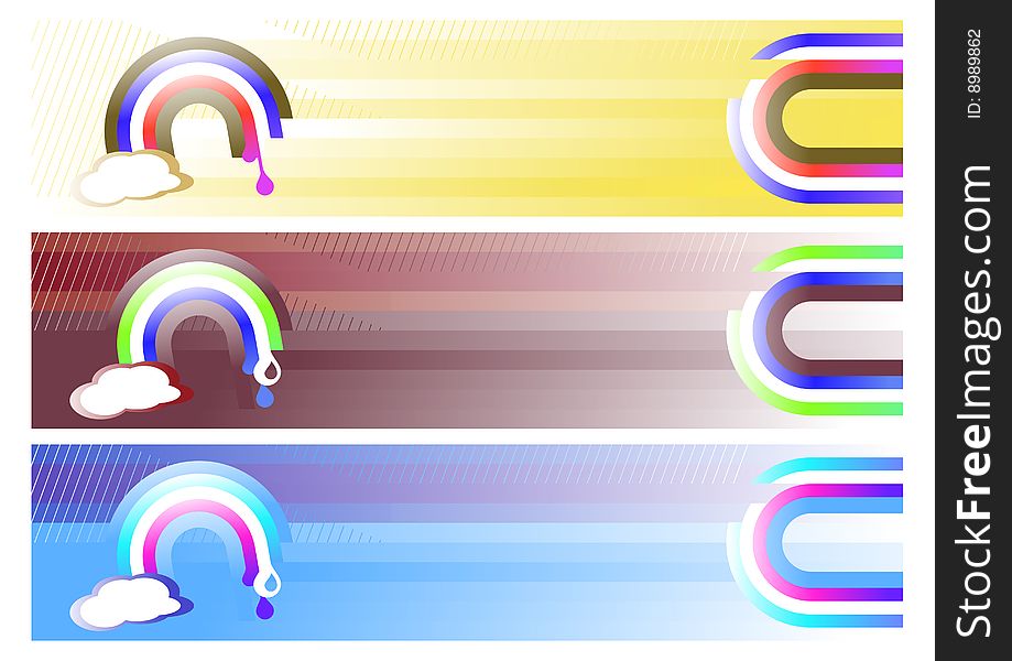 Vector illustration of three Rainbow Web Banners