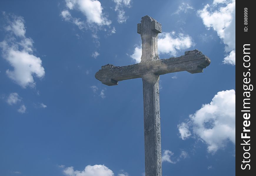 The cross and wonderful blue sky. The cross and wonderful blue sky.