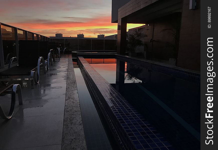 Poolside At Sunset