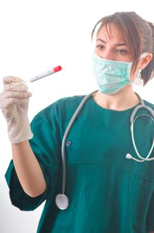 Female Doctor Checking Bio Sample Royalty Free Stock Images Female Doctor Checking Bio Sample Royalty Free Stock Images