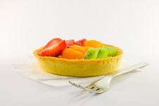 Fruit Tart With Fork Stock Photo