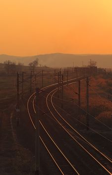 Railway Sunset Stock Photo Railway Sunset Stock Photo