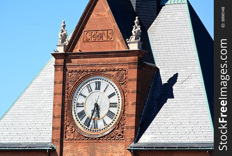 An old train station used for transport immigrants in early 1900 facing Manhattan in New Jersey. An old train station used for transport immigrants in early 1900 facing Manhattan in New Jersey