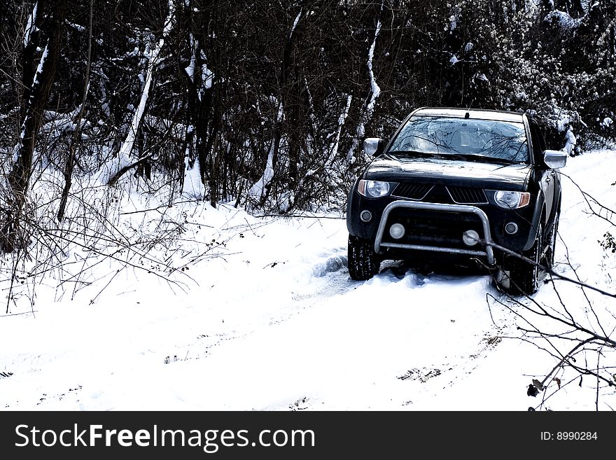 Mountain Road In Snow Storm