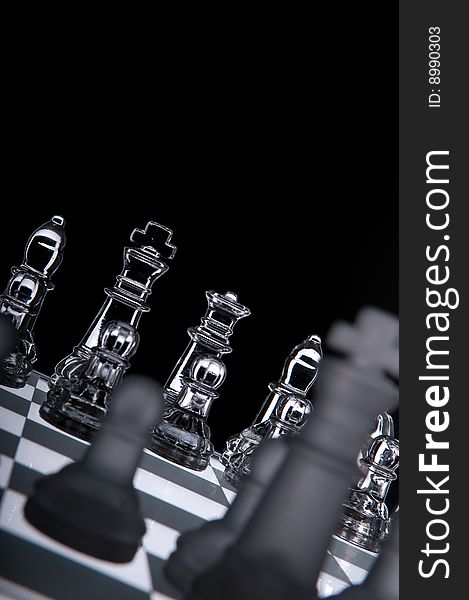 Transparent chess game with black background. Transparent chess game with black background