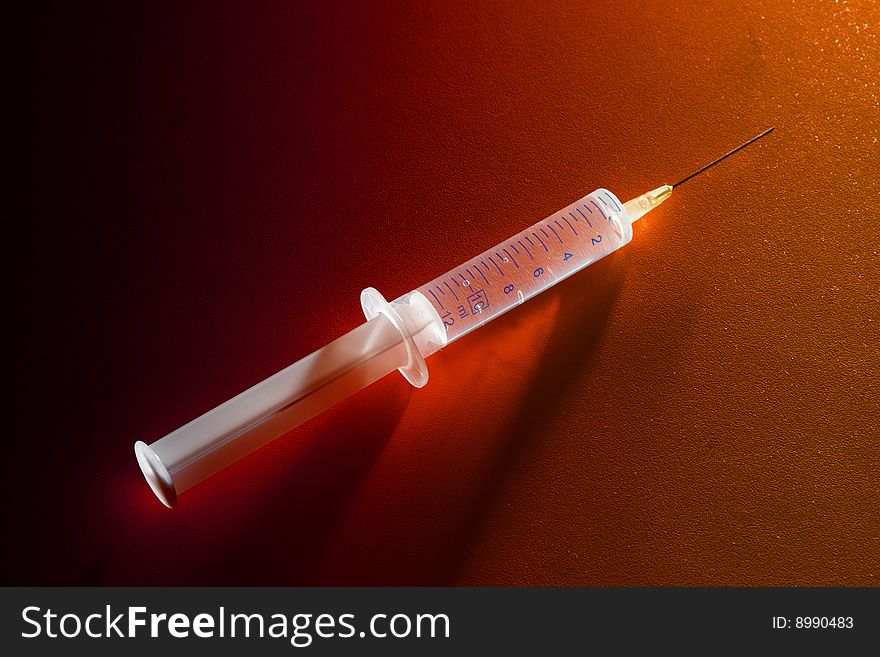 Closeup of medical syringe needle