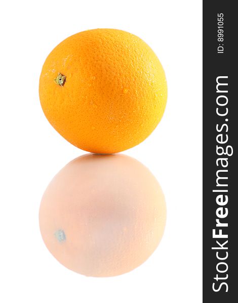 Close up of an orange isolated on white background.