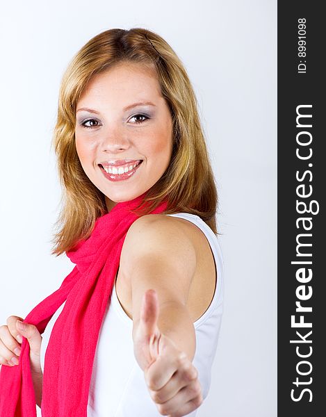 Smiling Woman With Thumb Up