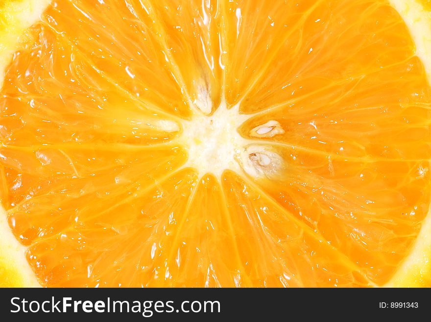 Close up of half orange as whole background.